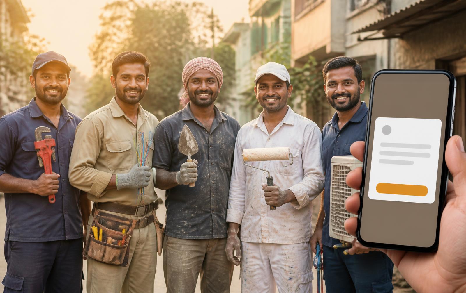 प्लंबर, इलेक्ट्रिशियन, मिस्त्री, पेंटर और टेक्नीशियन NearbyWorker ऐप के साथ
